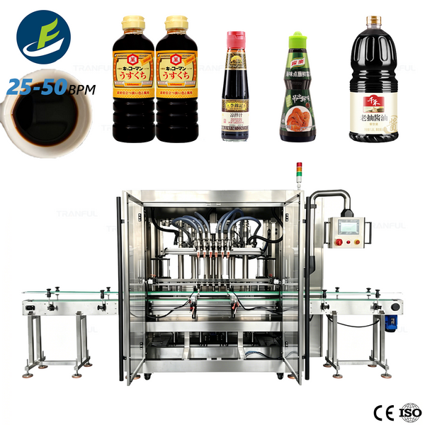 Servo Piston Liquid Filling Machine for Soy Sauce Vinegar - Full View 25-50BPM | Tranfull