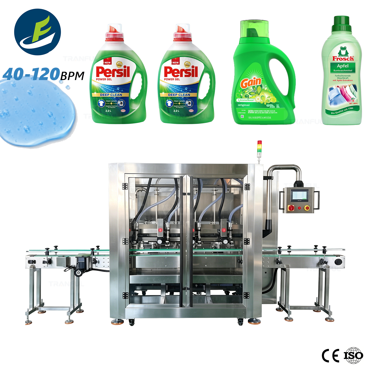 Automatic 4-head laundry detergent filling machine 40-320bpm - Tranfull