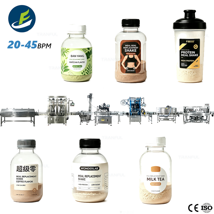 Automatic meal replacement powder bottling line 20-45BPM with applicable products - Tranfull