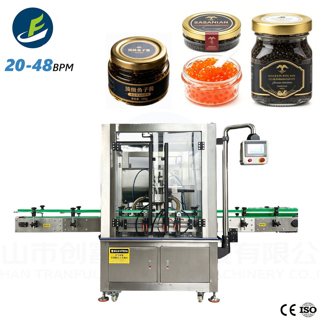 Automatic Caviar Filling Machine 20-48 BPM CE ISO Certified Glass Jar Caviar Bottling Equipment for Black Red Caviar