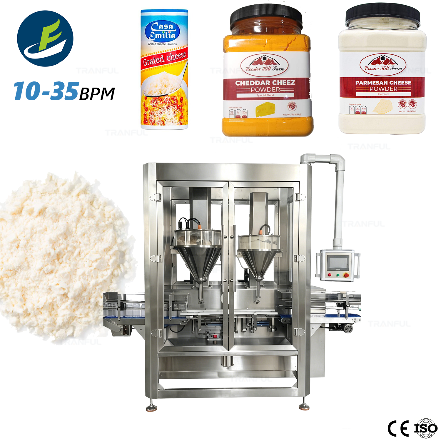 Double head cheese powder auger filling machine 10-35rpm - Tranfull