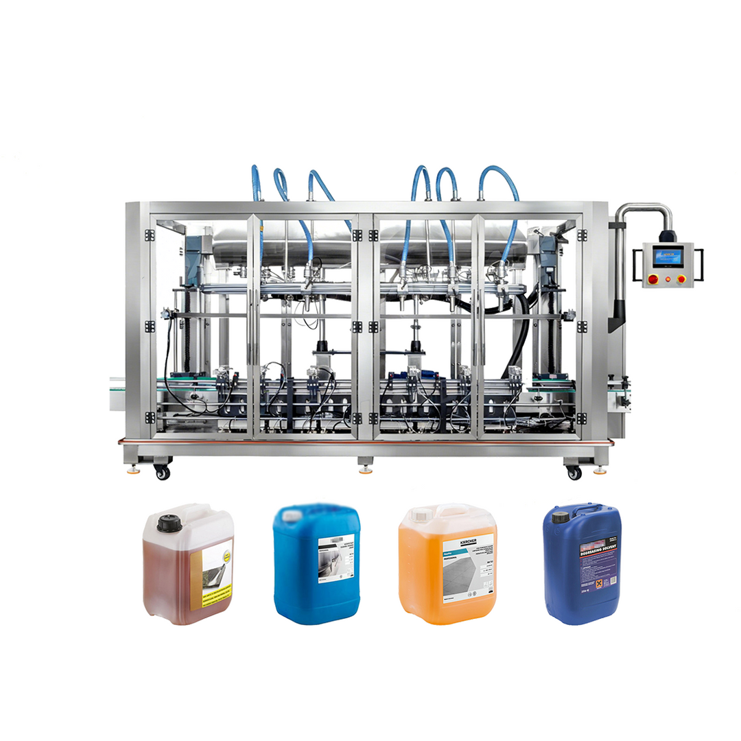 Large Drum 6-Head Weighing Automatic Liquid Filling Production Line - Full View | Tranfull