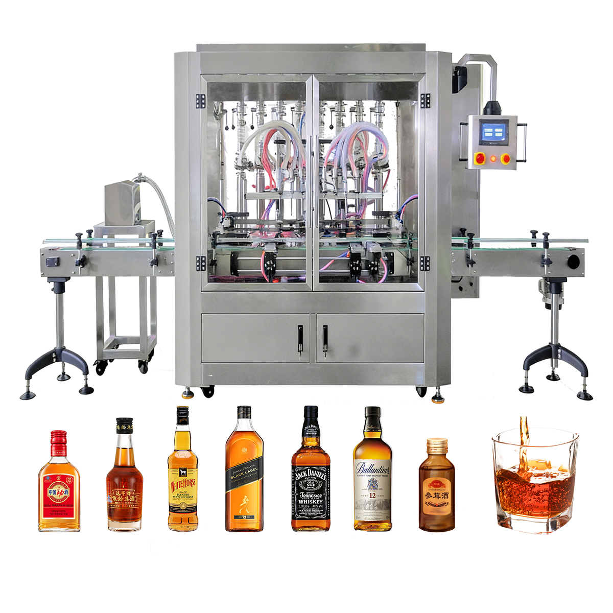 Liquor Wine Whiskey Automatic Liquid Filling Machine - Full View | Tranfull