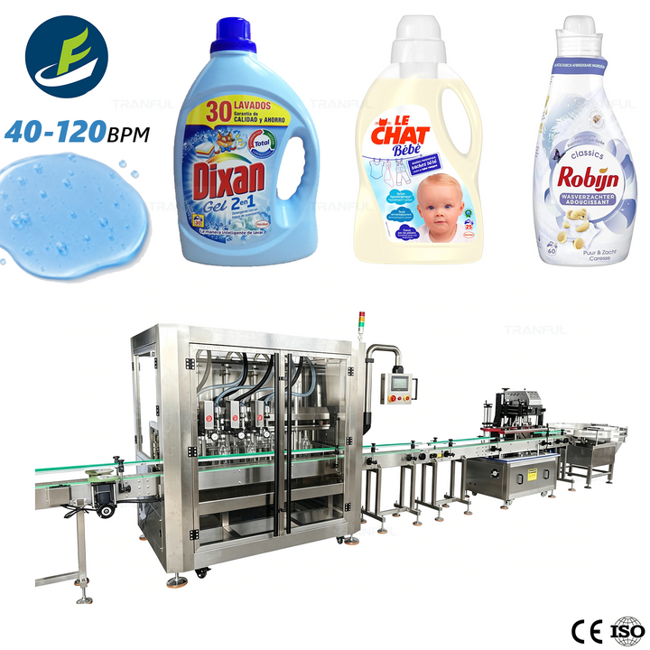 Automatic 4-Head Movable Filling Machine with 4-Wheel Capping Line for Laundry Detergent