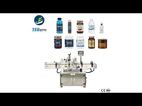 Automatic round bottle labeling machine video - Tranfull