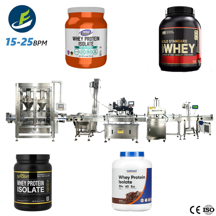 Automatic protein powder bottling packaging line overview - Tranfull