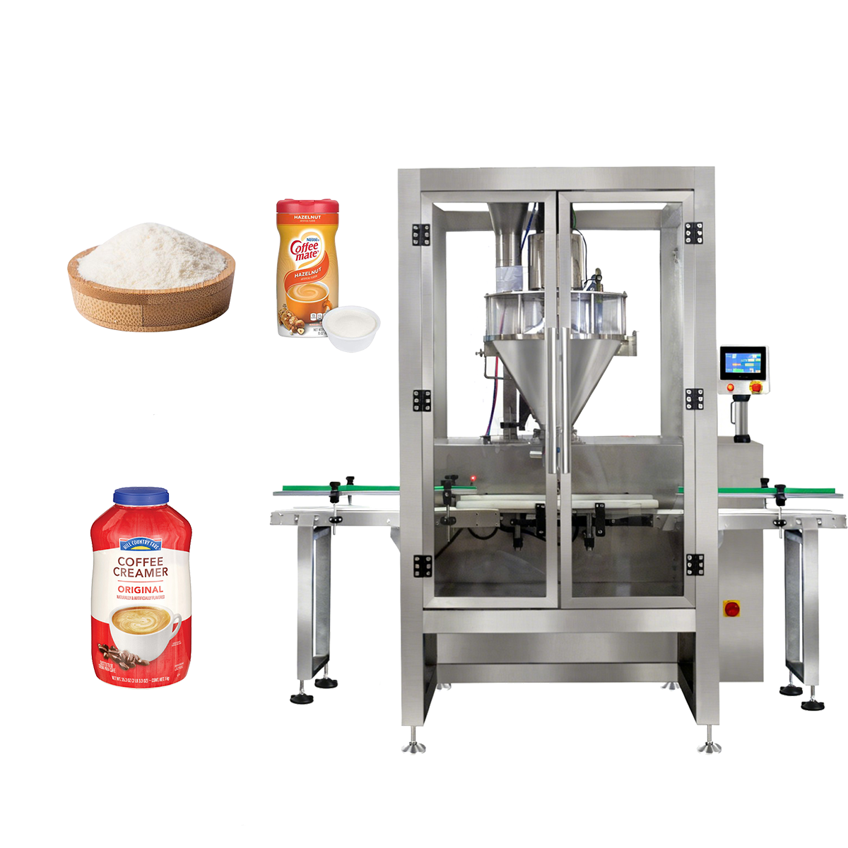 Single-Head Screw Powder Filling Machine for Coffee Milk Chemical - Full View | Tranfull