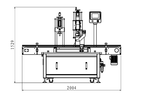 Side detail of single head servo capping machine - Tranfull
